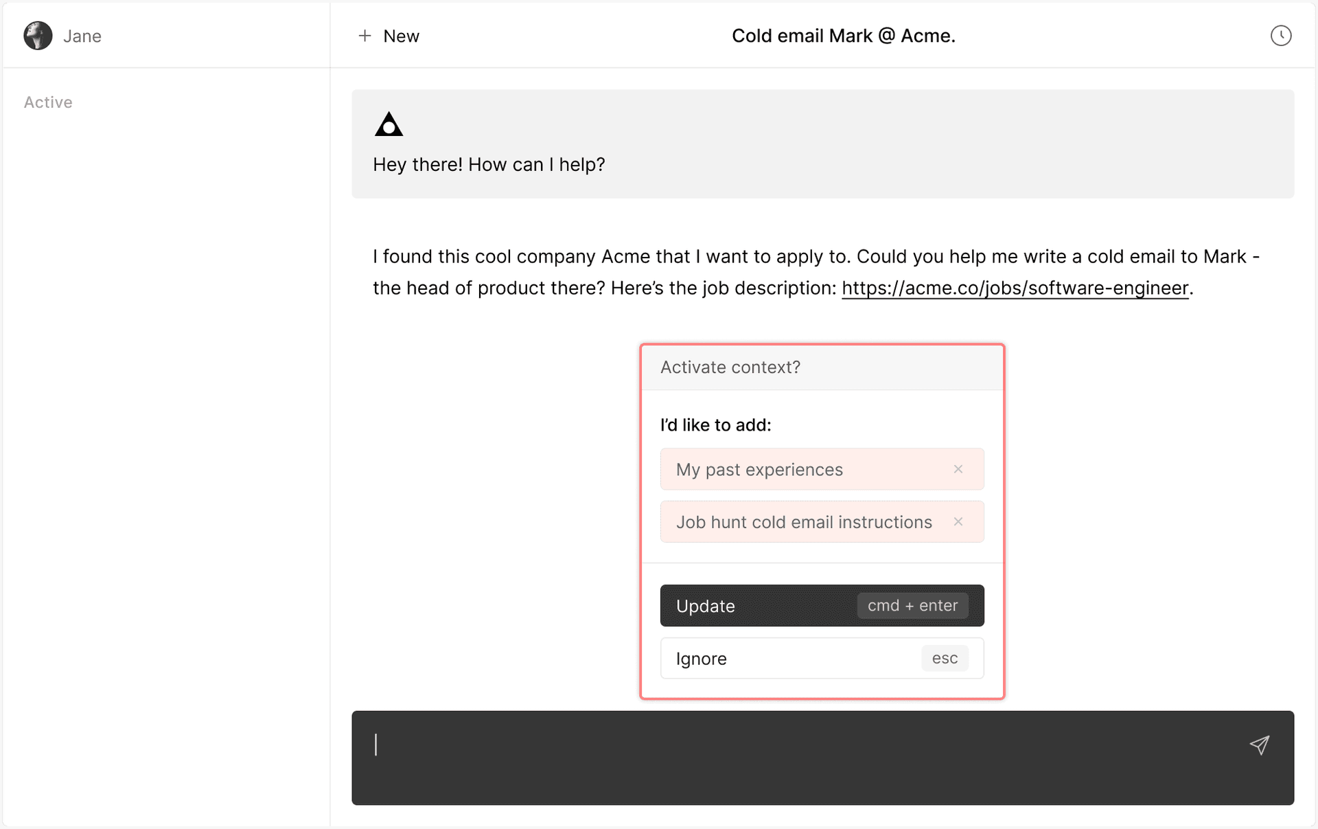 Typemagic activate context